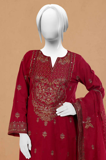 Magenta Embroidered 3PC Unstitched