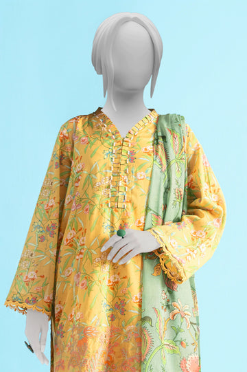 Yellow Embroidered 3PC Unstitched