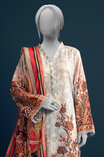 Grey Printed 3PC Unstitched