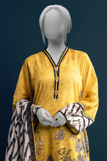 Yellow Printed 3PC Unstitched