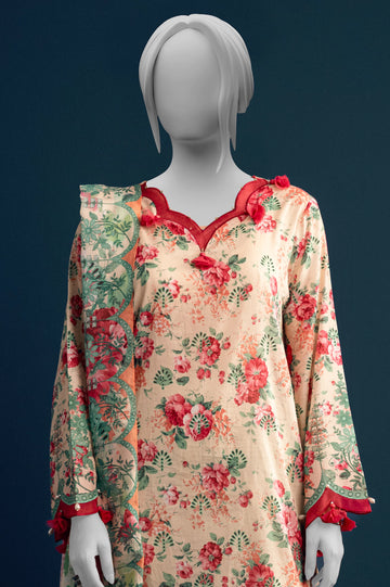 Cream Printed 3PC Unstitched