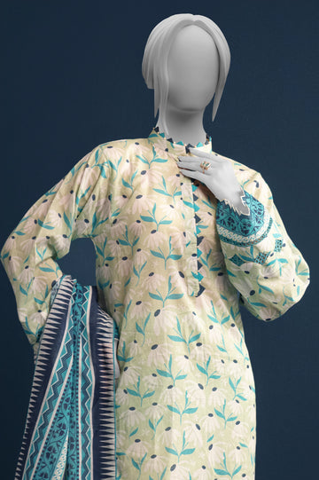 Light Green Printed 3PC Unstitched