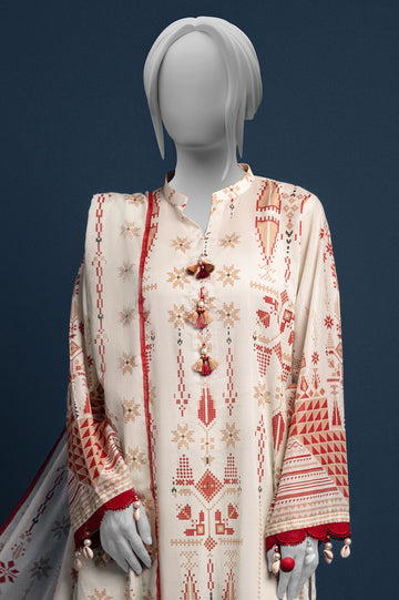 Off White Printed 3PC Unstitched