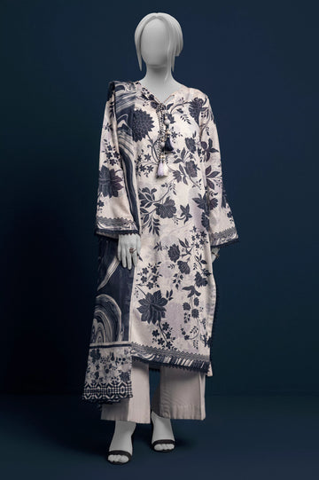 Light Beige 3PC Unstitched Printed Suit