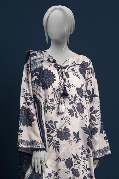 3PC Unstitched Printed Light Beige Suit