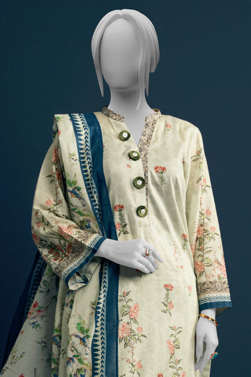 Light Beige Printed 3PC Unstitched