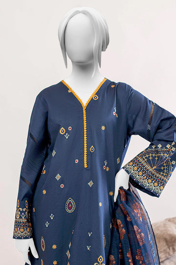 Navy Blue Embroidered 3PC Unstitched