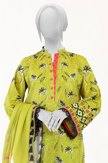 Light Green Printed 3PC Unstitched