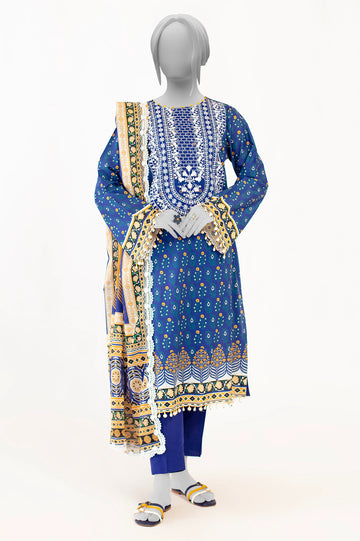 Dark Blue Embroidered 3PC Unstitched