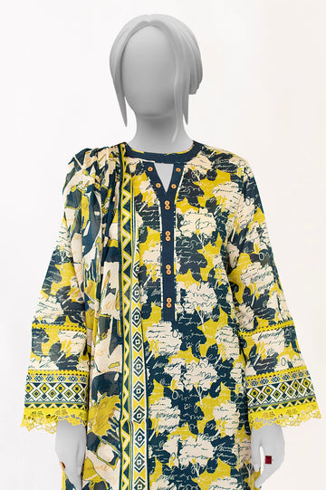 Beige Printed 3PC Unstitched