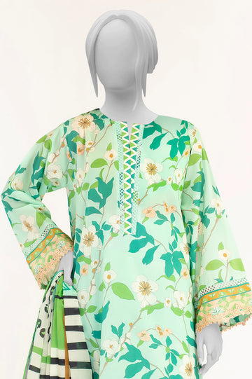 Light Green Printed 3PC Unstitched