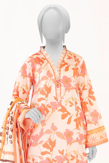 Light Peach Printed 3PC Unstitched