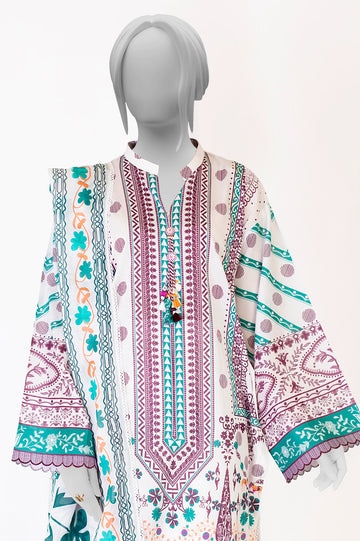 White Printed 3PC Unstitched