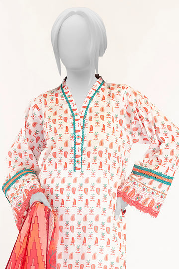 Peach Printed 3PC Unstitched