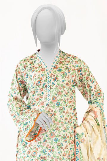 Peach Printed 3PC Unstitched