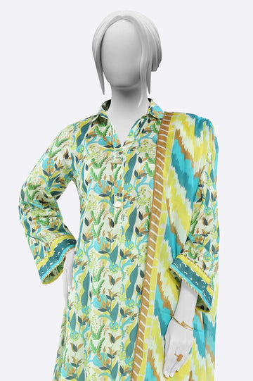 Cream Printed 3PC Unstitched