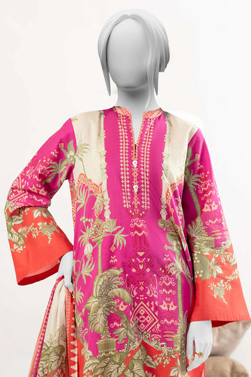 Orange Printed 3PC Unstitched