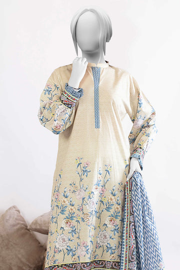 Cream Printed 3PC Unstitched