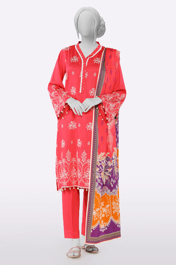 Pink Embroidered 3PC Unstitched