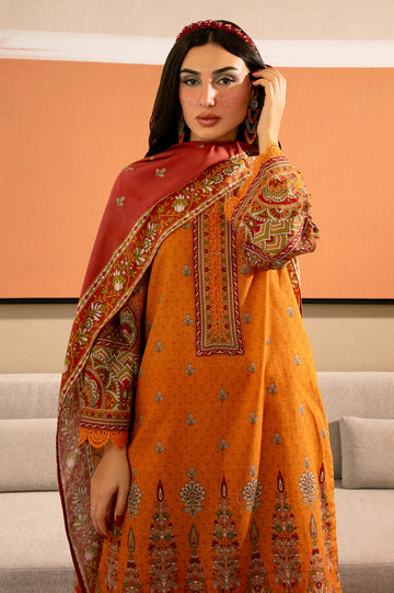 Rust Printed 3PC Unstitched