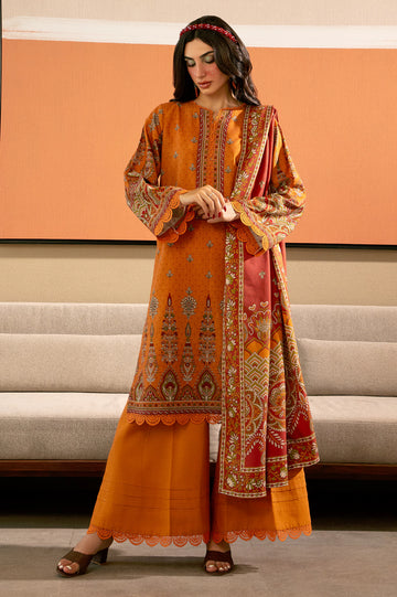 Rust Printed 3PC Unstitched