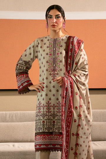 Beige Printed 3PC Unstitched