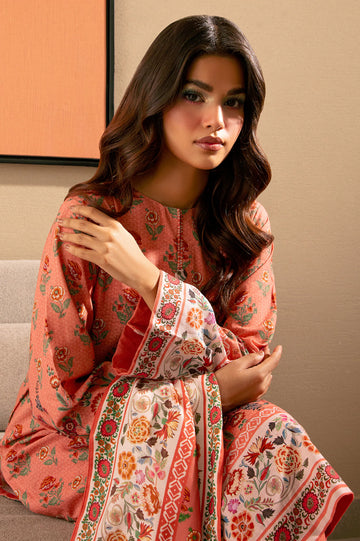 Peach Printed 3PC Unstitched