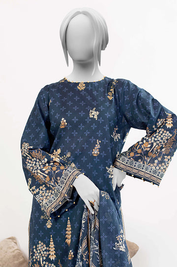 Blue Printed 3PC Unstitched