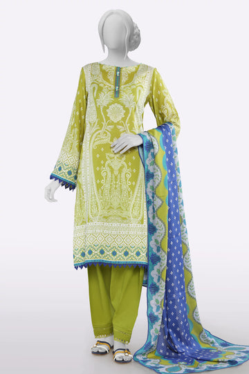 Light Green Printed Unstitched 3PC