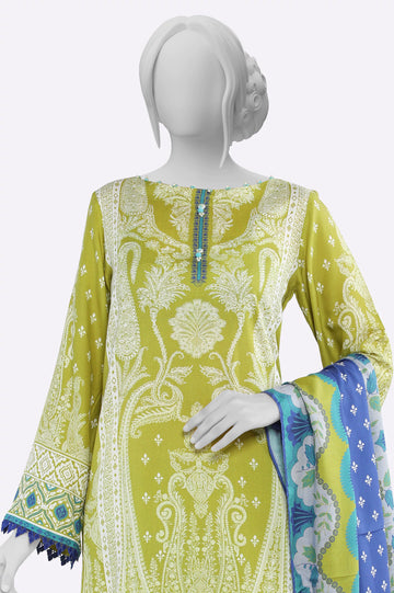 Light Green Printed Unstitched 3PC