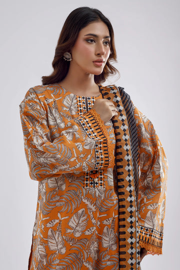 Mustard Printed 3PC Unstitched
