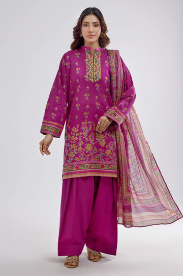 Pink Printed 3PC Unstitched