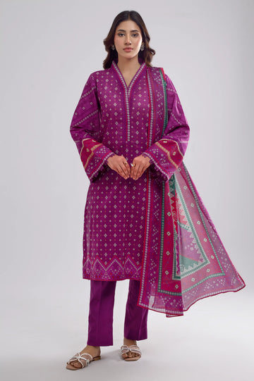 Magenta Printed 3PC Unstitched