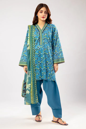 Teal Printed 3PC Unstitched