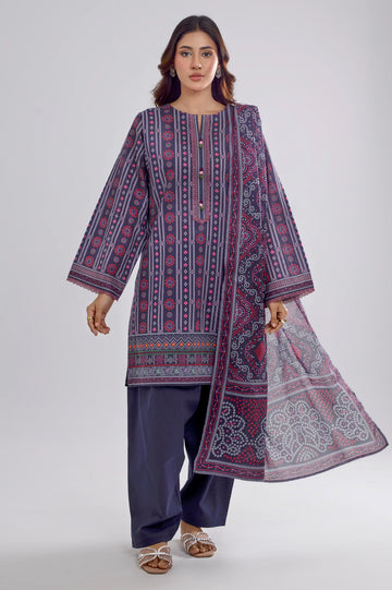 Purple Printed 3PC Unstitched