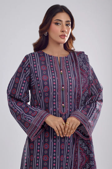 Purple Printed 3PC Unstitched