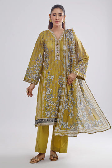 Olive Printed 3PC Unstitched