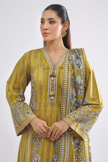 Olive Printed 3PC Unstitched