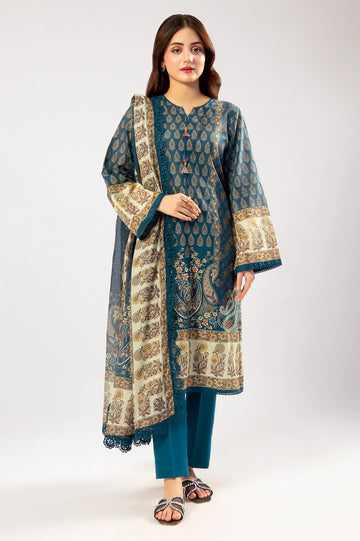 Teal Printed 3PC Unstitched