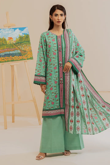 Green Printed 3PC Unstitched