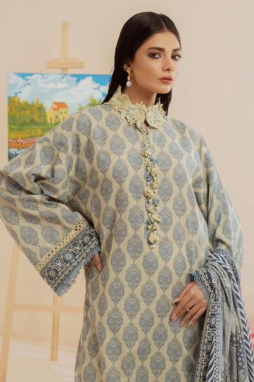 Beige Printed 3PC Unstitched