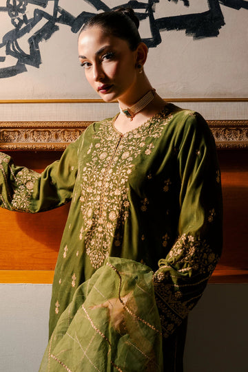 Green Embroidered 3PC Unstitched