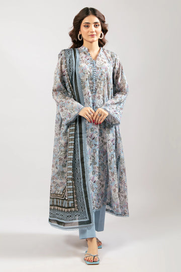 Light Blue Printed 3PC Unstitched