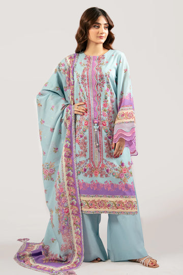 Light Blue Printed 3PC Unstitched