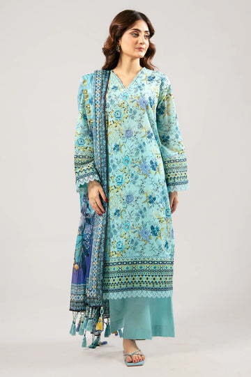 Aqua Printed 3PC Unstitched