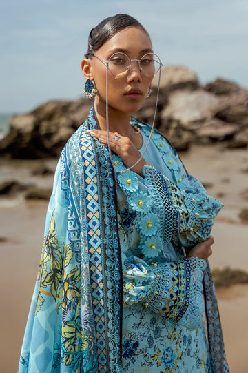 Aqua Printed 3PC Unstitched