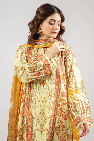 Yellow Printed 3PC Unstitched