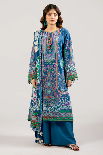 Blue Printed 3PC Unstitched