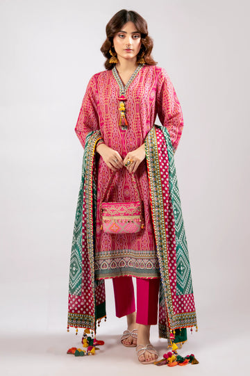 Pink Printed 3PC Unstitched