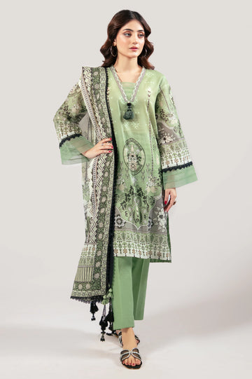 Parrot Green Printed 3PC Unstitched